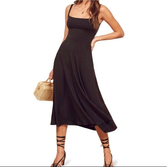 Reformation Dresses & Skirts - NEW Reformation Black Rou Midi Dress XS B1374
